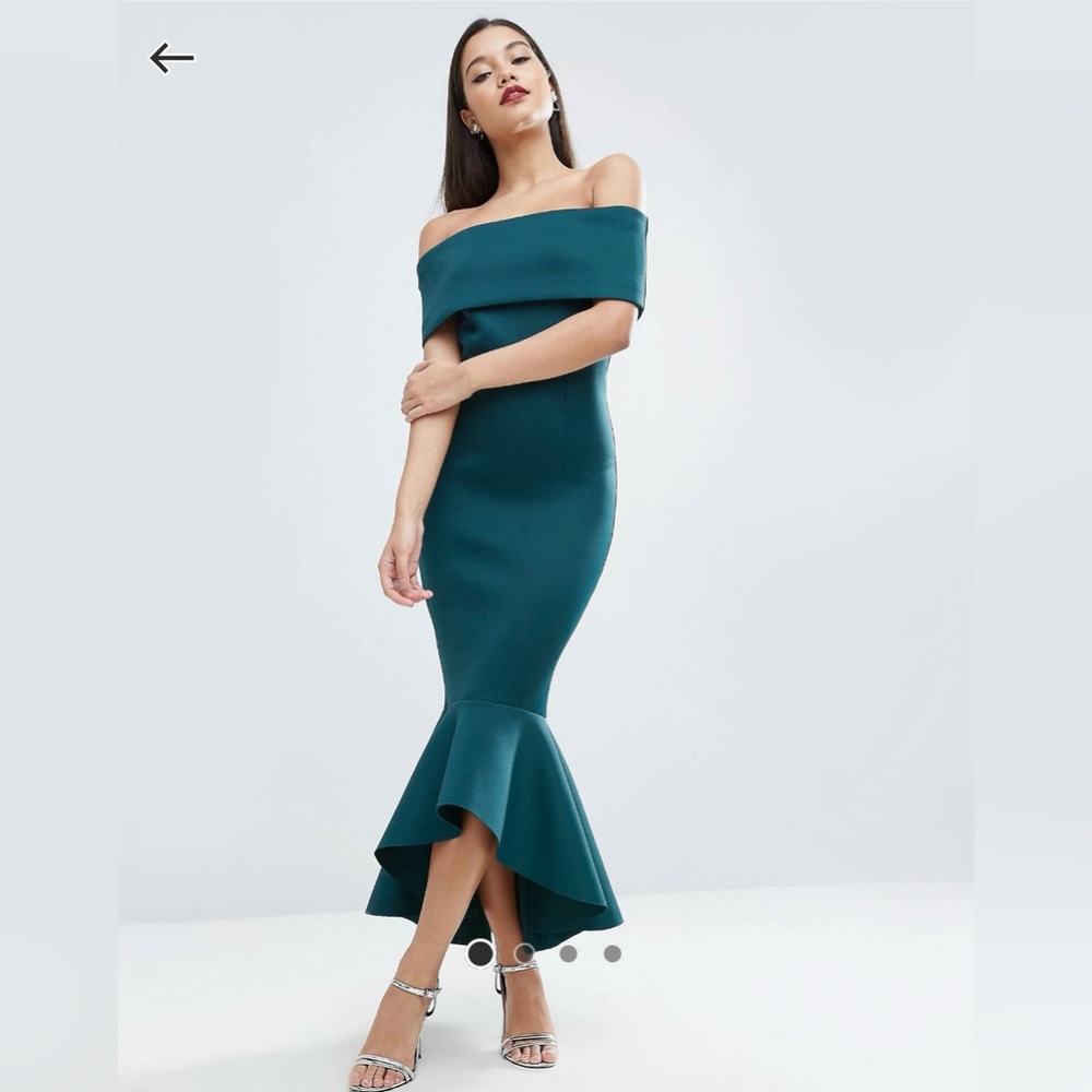 ASOS Green Off-Shoulder Bodycon Dress Cocktail
